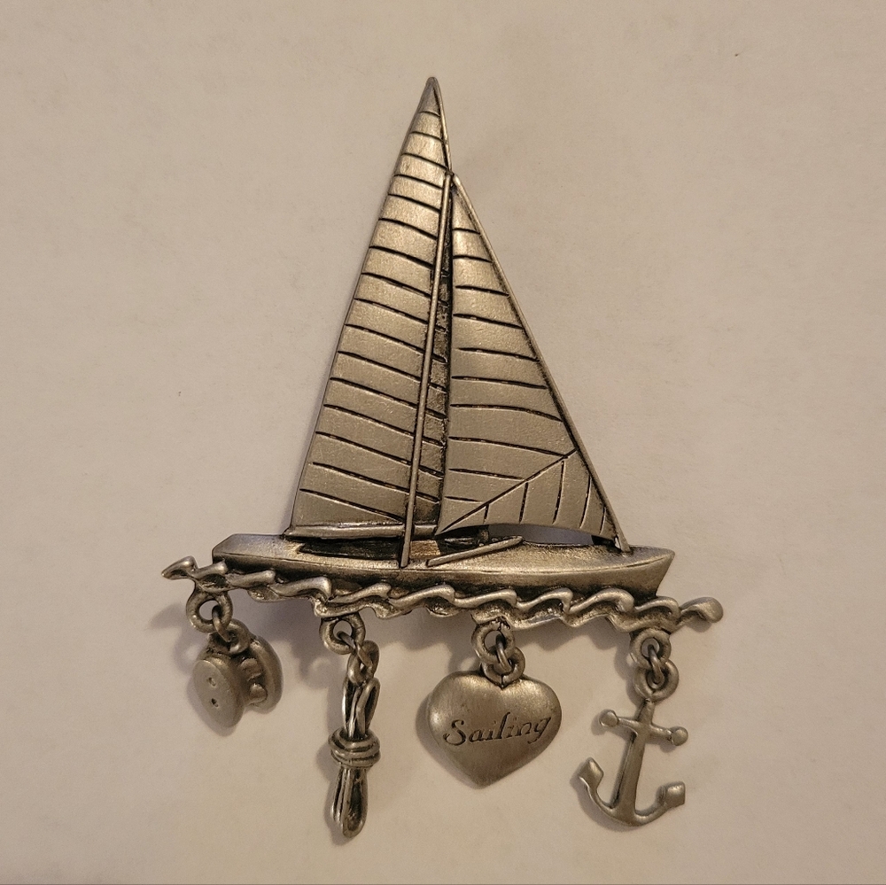 Vintage JJ Sailboat Brooch
